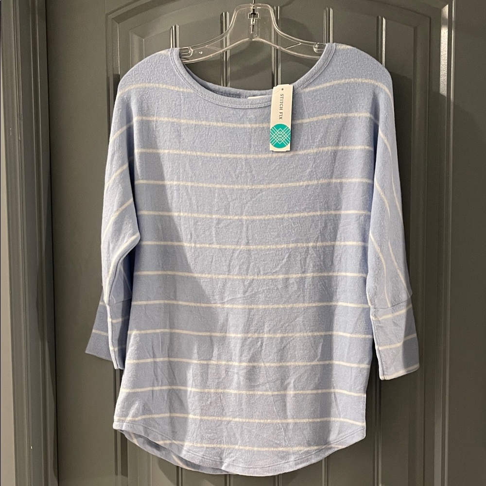 Market & Spruce Blue and White Striped Blouse
